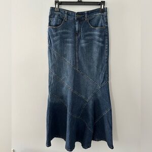 Hot Kiss Mermaid Long Denim Jean Skirt Maxi